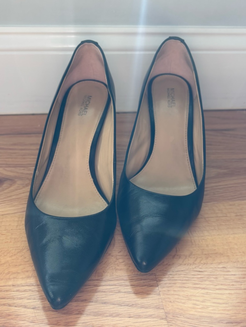 Michael Kors Black Pointed-Toe Leather Heels